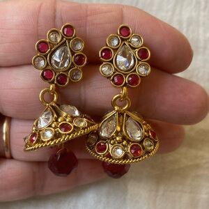 Bollywood Design‎ Earrings with Red & Clear Earrings
